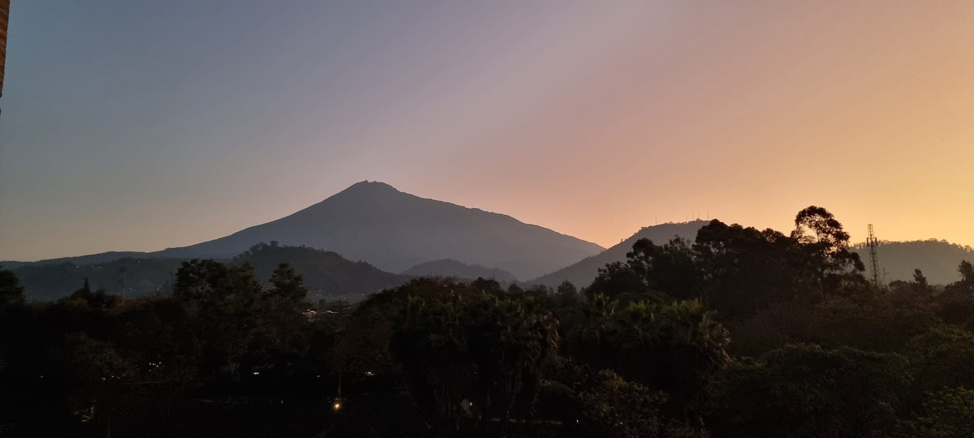Mount Meru silhouette at sunset